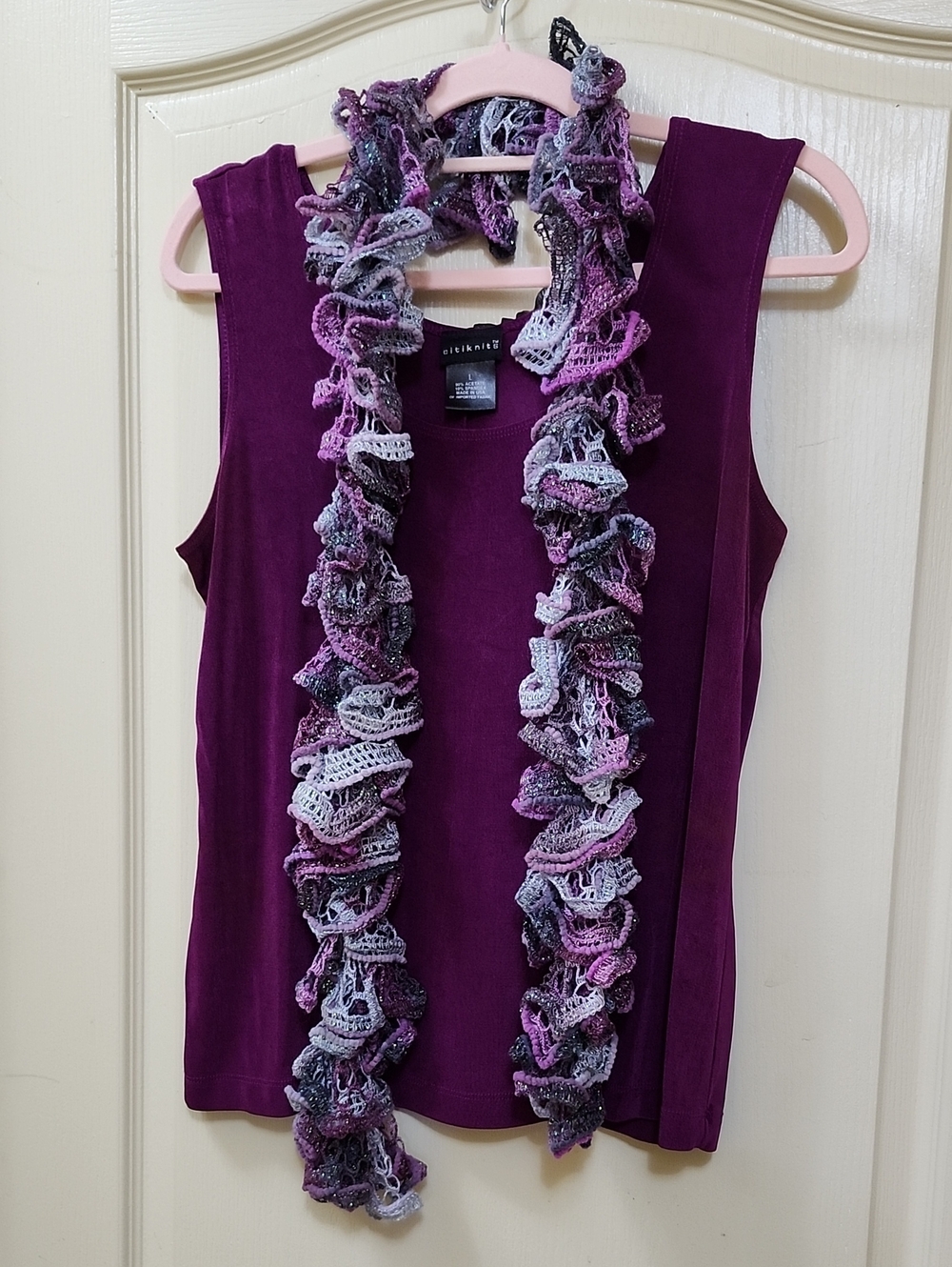 Vintage Citiknits Slinky Knit Tank Top With Scarf